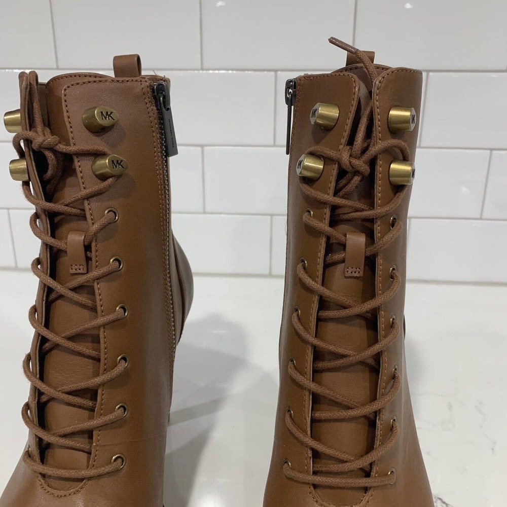 Michael Kors | Boots Kyle Lace Up Booties Leather Pointed Toe NEW - Picture 4 of 9